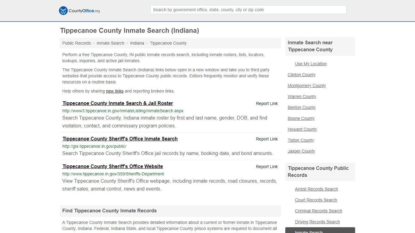 Inmate Search - Tippecanoe County, IN (Inmate Rosters ...